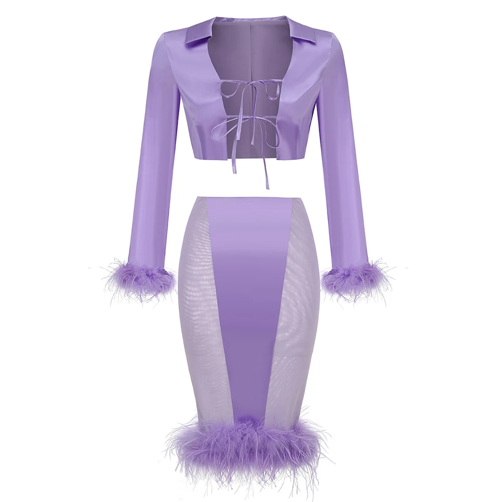 Сексуальный фиолетовый облегающий укороченный топ с длинными рукавами и короткая юбка, женская мода, элегантные мини-платья знаменитостей для вечеринок
Сексуальный фиолетовый облегающий укороченный топ с длинными рукавами и короткая юбка, женская мода, элегантные мини-платья знаменитостей для вечеринок