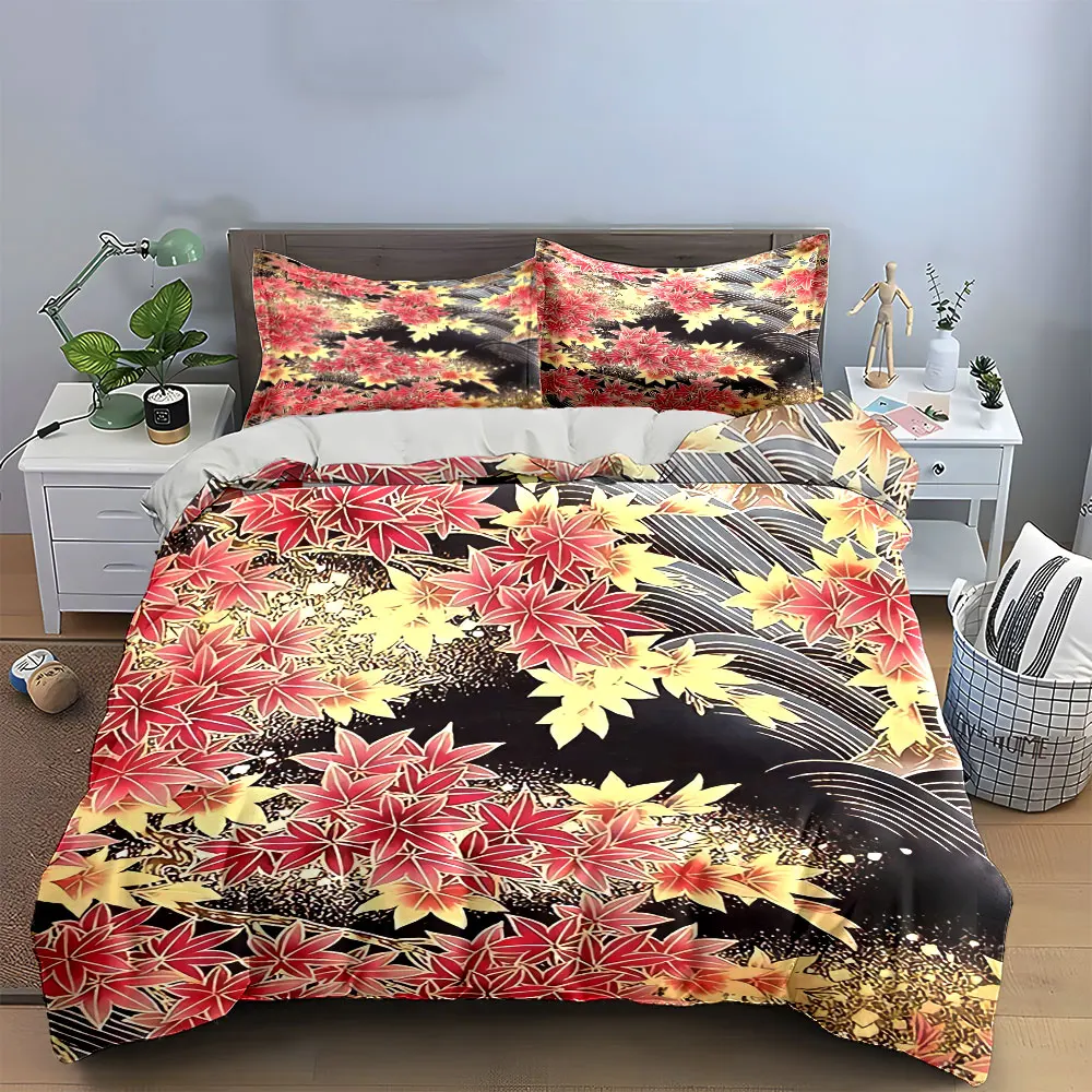 Japanese Maple Pattern Decor Set Bedding Set with 1 Duvet Cover 2 Pillowcases Single Double King Queen, Gift
Japanese Maple Pattern Decor Set Bedding Set with 1 Duvet Cover 2 Pillowcases Single Double King Queen, Gift
