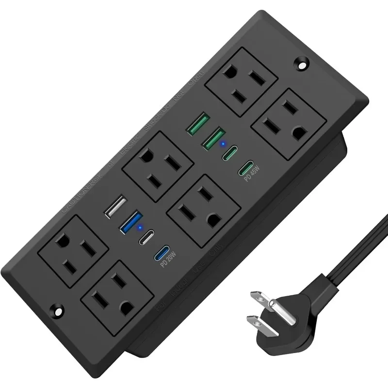 Flush Mounted Surge Protector(1200J) with PD 45W USB C, 6 AC Outlets & 8 USB Ports, 45°Flat Plug, 6FT Flat
Flush Mounted Surge Protector(1200J) with PD 45W USB C, 6 AC Outlets & 8 USB Ports, 45°Flat Plug, 6FT Flat