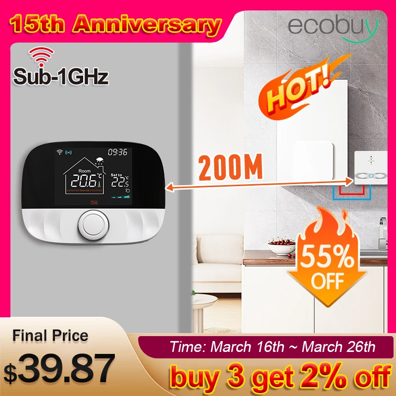 Tuya WiFi Boiler Thermostat Wireless Floor Heating Water Smart Home Digital Thermostat Temperature Controller Alexa Google Home
Tuya WiFi Boiler Thermostat Wireless Floor Heating Water Smart Home Digital Thermostat Temperature Controller Alexa Google Home