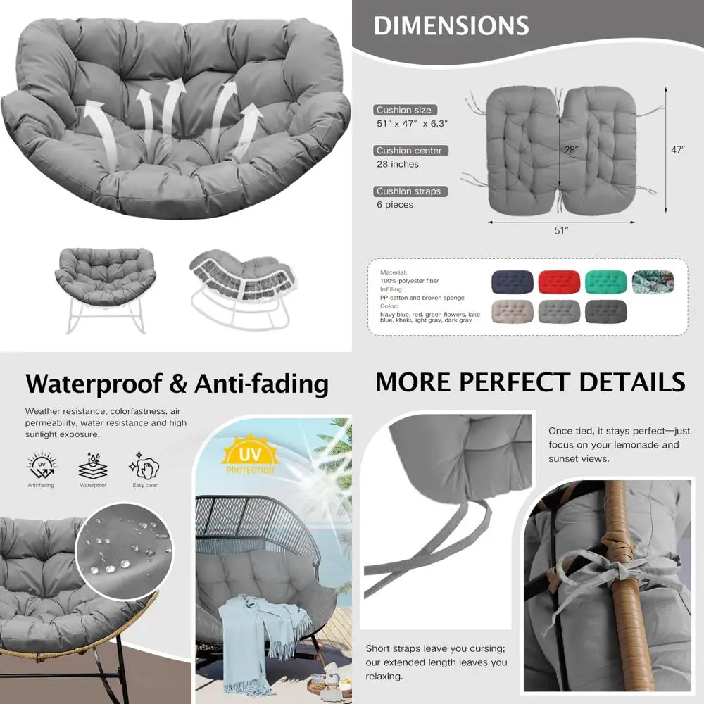 6.3" waterproof cushion for papasan rocking chair with ties, suitable for outdoor and indoor use
6.3" waterproof cushion for papasan rocking chair with ties, suitable for outdoor and indoor use