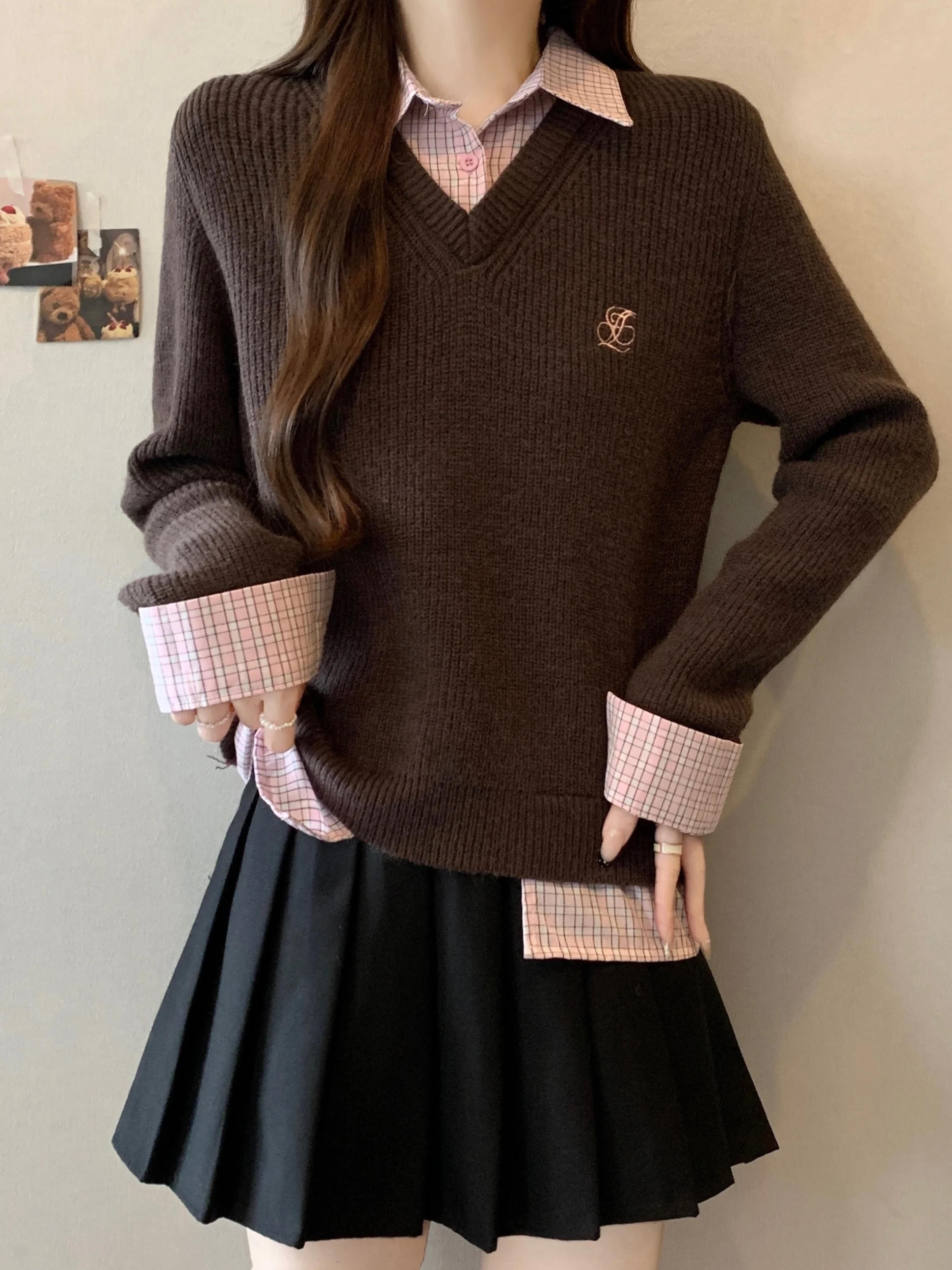 plus Size Neck Knitwear Autumn Winter Plaid Splicing Slimming Versatile Design Korean Style Women's Long Sleeve Top
plus Size Neck Knitwear Autumn Winter Plaid Splicing Slimming Versatile Design Korean Style Women's Long Sleeve Top