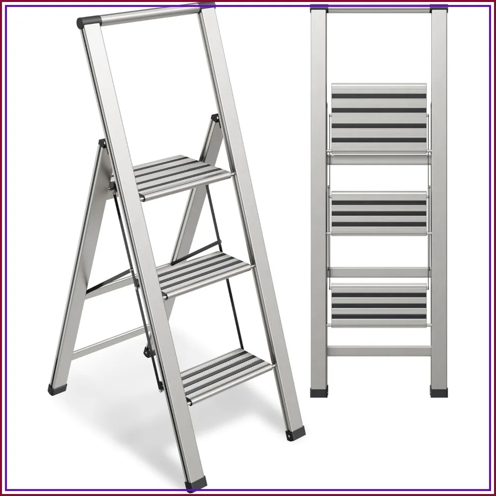 3 Step Folding Ladder, Ultra Slim Aluminum, Anti-Slip Steps, Sturdy & Portable for Home, Office, Kitchen, Photography
3 Step Folding Ladder, Ultra Slim Aluminum, Anti-Slip Steps, Sturdy & Portable for Home, Office, Kitchen, Photography