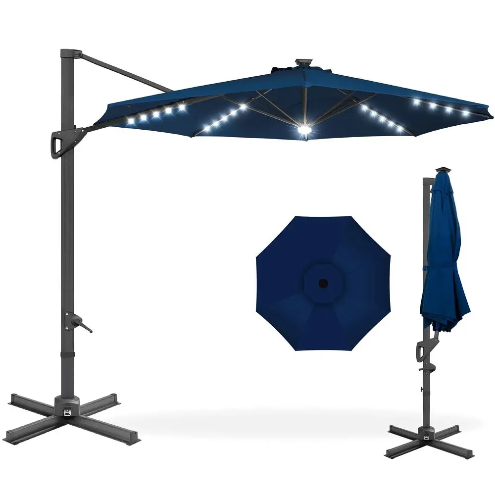 10ft Solar LED Cantilever Patio Umbrella, 360Degree Rotation Hanging Offset Market Outdoor Sun Shade for Backyard, Deck, Poolsi
10ft Solar LED Cantilever Patio Umbrella, 360Degree Rotation Hanging Offset Market Outdoor Sun Shade for Backyard, Deck, Poolsi