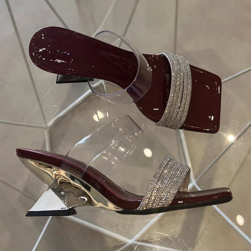Pvc Crystal Women Sandals Square Toe High Heels Slippers Luxury Brand Shoes Woman 2025 Summer Open Toe Transparent Slides Mujer
Pvc Crystal Women Sandals Square Toe High Heels Slippers Luxury Brand Shoes Woman 2025 Summer Open Toe Transparent Slides Mujer