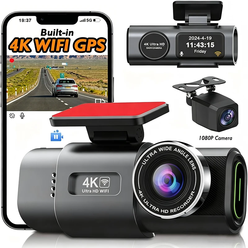 4K UHD Recording Dash Cam Video Recorder Car Camera DVR Night Vision Wi-Fi GPS 24H Parking Mini Front Rear Black Box Monitor
4K UHD Recording Dash Cam Video Recorder Car Camera DVR Night Vision Wi-Fi GPS 24H Parking Mini Front Rear Black Box Monitor