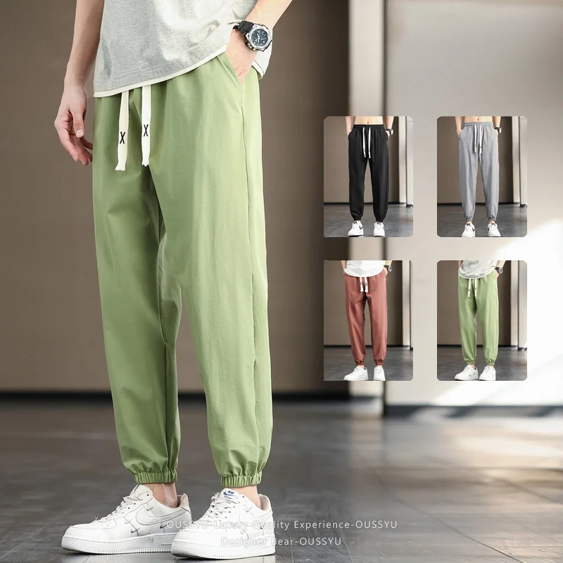 Summer Ultra-thin Ankle Length Tapered Casual Pants Men Baggy Elastic Waist Drawstring Korean Grey Green Harlan Trousers Man
Summer Ultra-thin Ankle Length Tapered Casual Pants Men Baggy Elastic Waist Drawstring Korean Grey Green Harlan Trousers Man