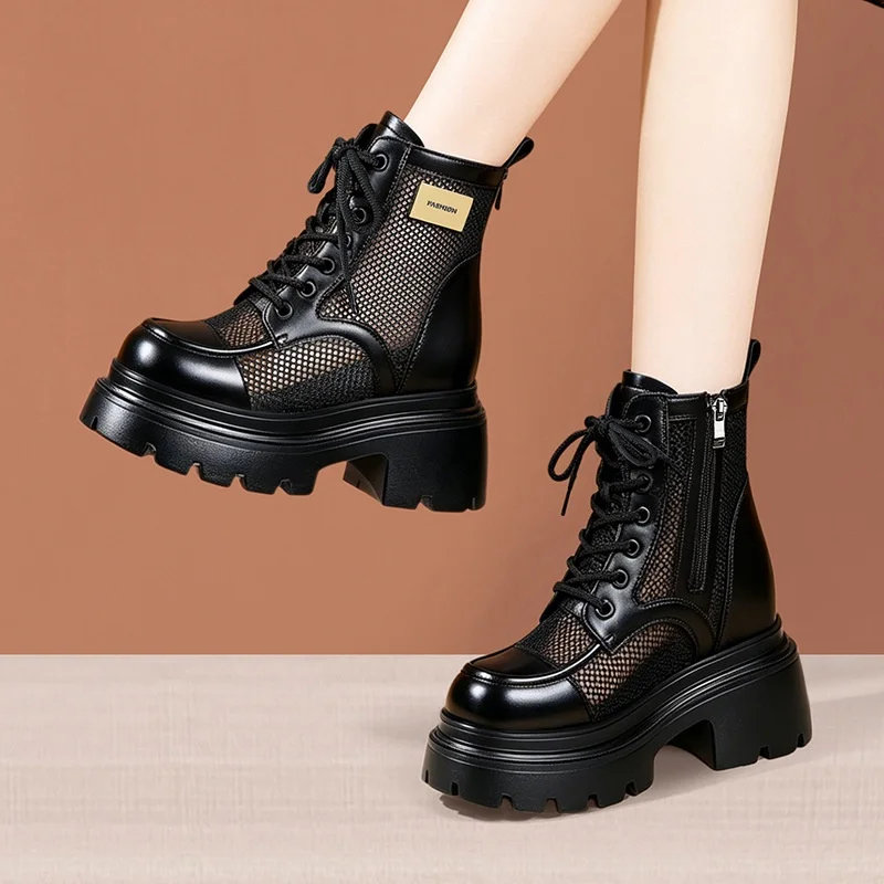 8cm Breathable Comfortable Mesh Leather Boots Women's THick Platform Shoes Summer 2026 Block High Heels Sandals Ankle Boots Mom
8cm Breathable Comfortable Mesh Leather Boots Women's THick Platform Shoes Summer 2026 Block High Heels Sandals Ankle Boots Mom