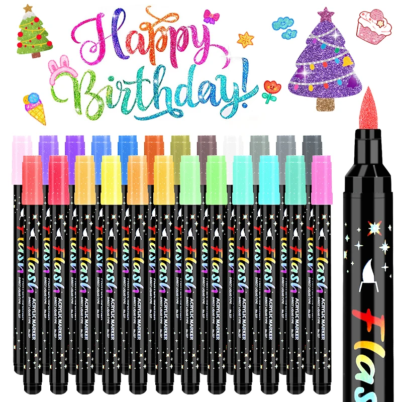 Glitter Markers,1-5mm Soft Brush,Water-based Ink Glitter Pens,Shimmer Marker for Doodle Writing,Art Supplies Christmas Card Gift
Glitter Markers,1-5mm Soft Brush,Water-based Ink Glitter Pens,Shimmer Marker for Doodle Writing,Art Supplies Christmas Card Gift