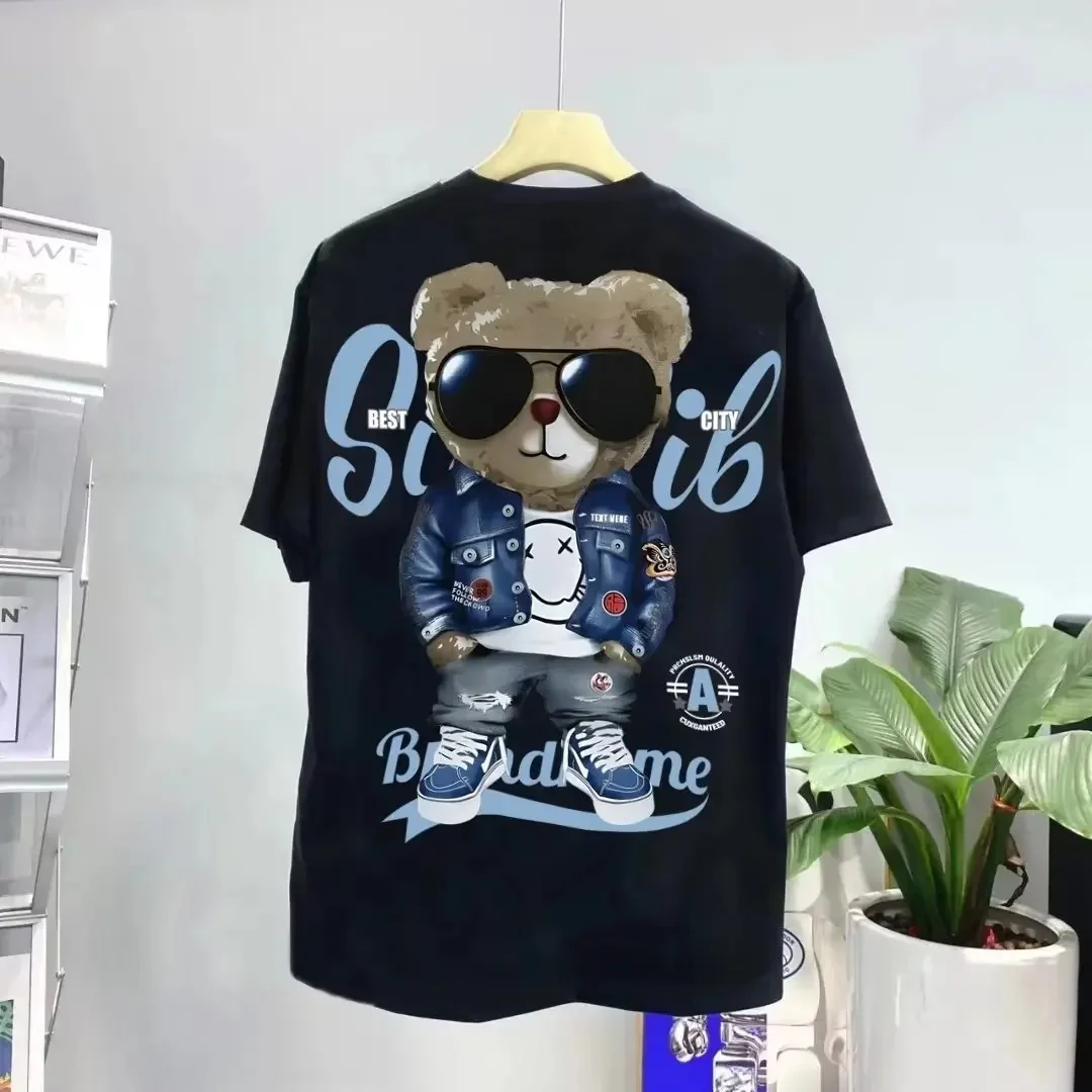 Men's Cartoon Bear Print T-Shirts Fashionable Cool Letter Patter Short Sleeve Summer Outdoor Street Korean Style Round Neck Tops
Men's Cartoon Bear Print T-Shirts Fashionable Cool Letter Patter Short Sleeve Summer Outdoor Street Korean Style Round Neck Tops