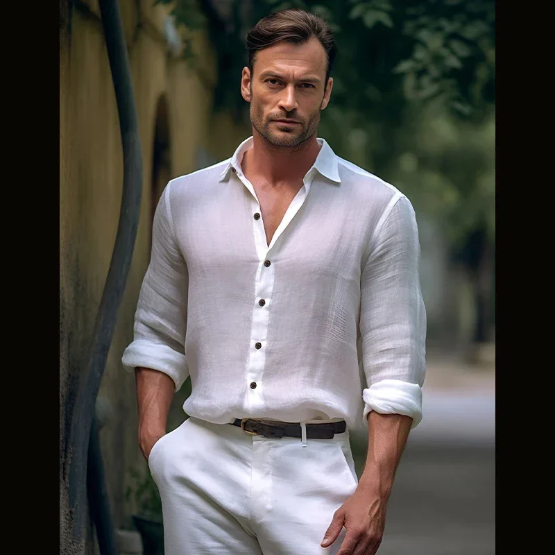 New Men's Casual Vintage Blouse Fashion Cotton Linen Crepe Long Sleeve Shirt Spring Autumn Casual Handsome Male Business Shirts
New Men's Casual Vintage Blouse Fashion Cotton Linen Crepe Long Sleeve Shirt Spring Autumn Casual Handsome Male Business Shirts