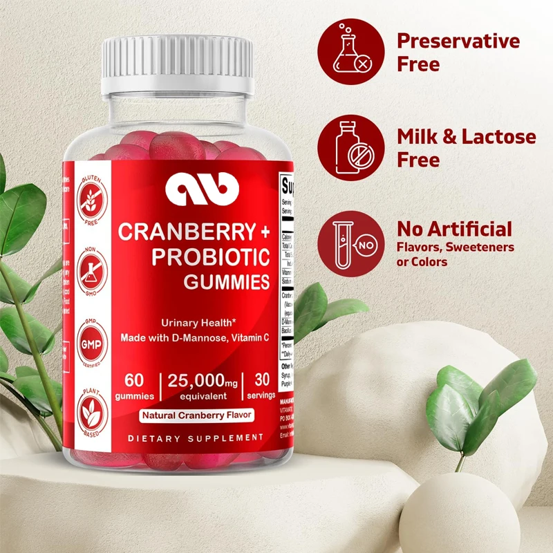 Cranberry gummies, suitable for women's urinary health -25000 milligrams per serving is equivalent to -60 pills - non GMO
Cranberry gummies, suitable for women's urinary health -25000 milligrams per serving is equivalent to -60 pills - non GMO