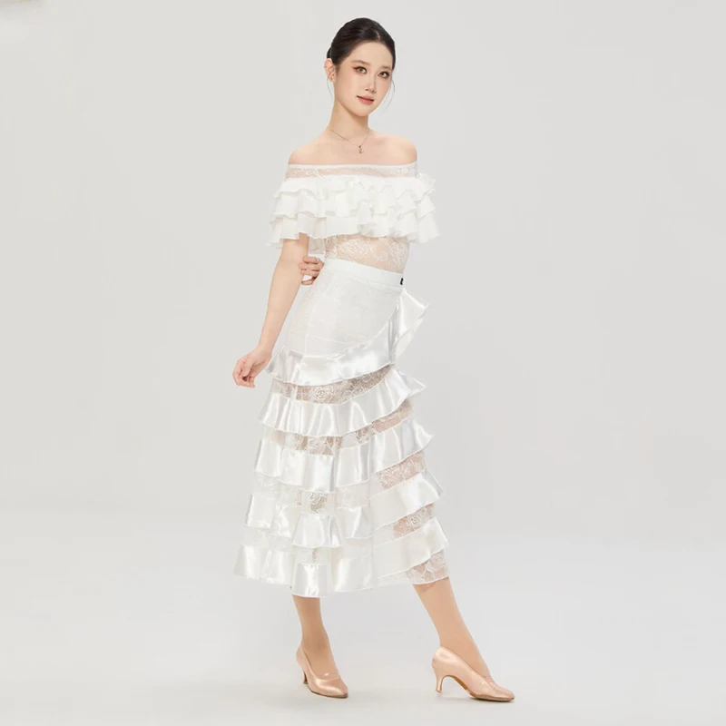 Women Ballroom Dance PracticeClothing Off Shoulder Lace Top Big Swing Skirt Suit Waltz Modern Dance Performance Dress DN23481
Women Ballroom Dance PracticeClothing Off Shoulder Lace Top Big Swing Skirt Suit Waltz Modern Dance Performance Dress DN23481