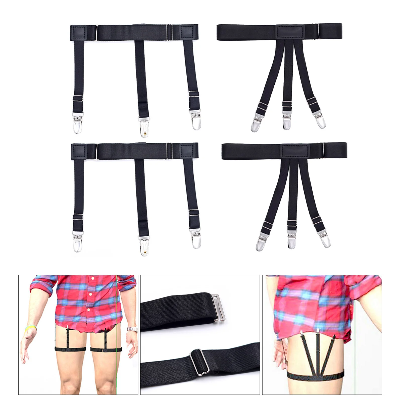 2x Leg Garter Style Shirt Holders Adjustable Elastic Shirts Garters with Non-Slip Clips for Professional Business Men
2x Leg Garter Style Shirt Holders Adjustable Elastic Shirts Garters with Non-Slip Clips for Professional Business Men