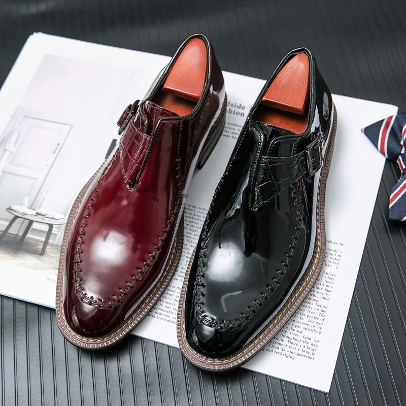 Luxury Men Patent Leather Dress Shoes Pointed Toe Platform Buckle Strap Men Business Wedding Leather Shoes Plus Size 38-46
Luxury Men Patent Leather Dress Shoes Pointed Toe Platform Buckle Strap Men Business Wedding Leather Shoes Plus Size 38-46