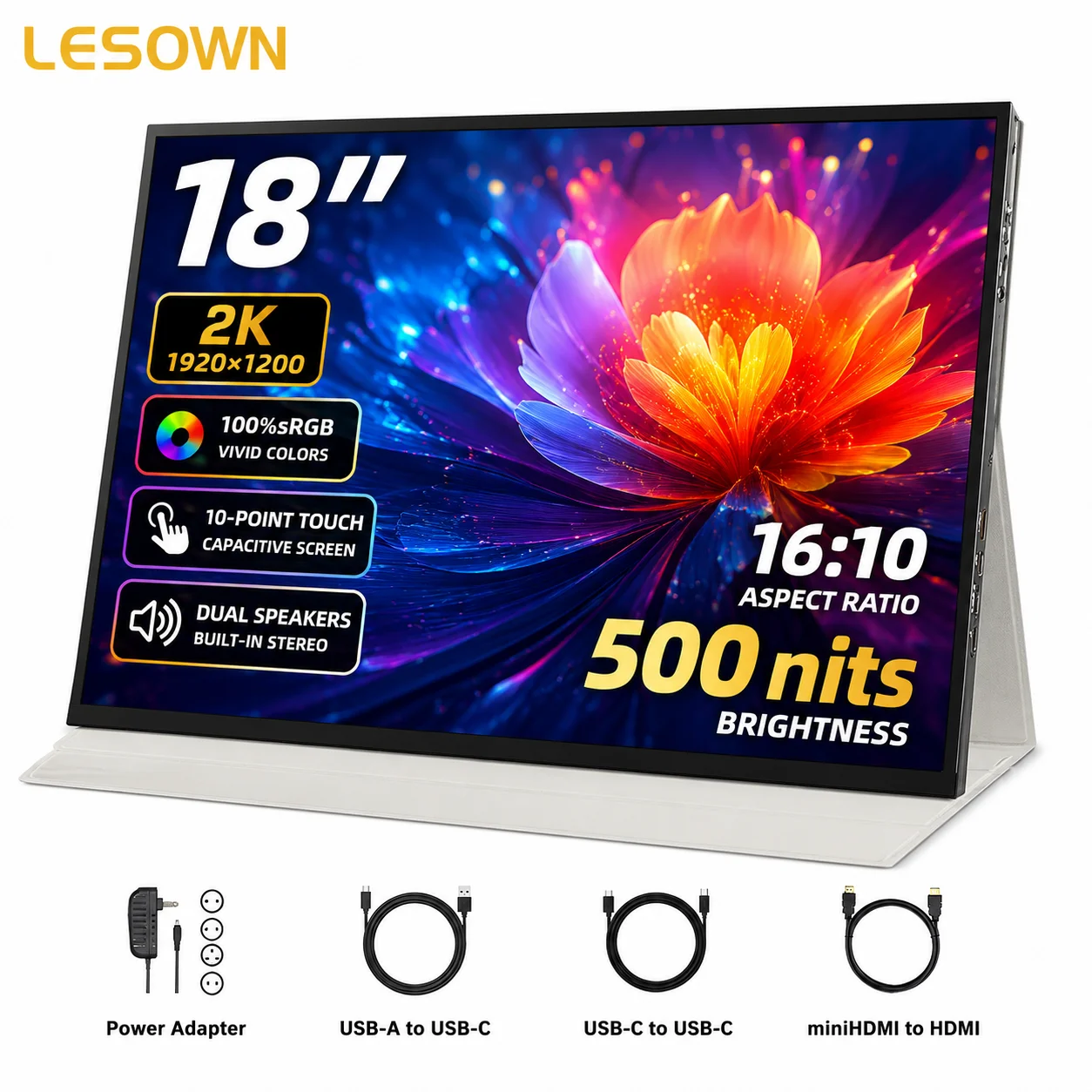 LESOWN 120Hz 18" Touch Portable Display 16:10 2K Multi-touch Plug & Play Monitor for MacBook
LESOWN 120Hz 18" Touch Portable Display 16:10 2K Multi-touch Plug & Play Monitor for MacBook