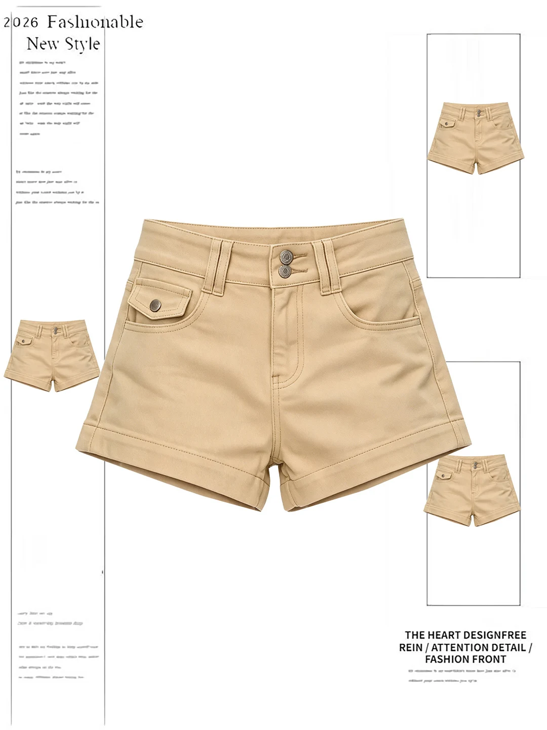 Washed American Style Khaki Denim Shorts Women's High Waist Slim Fit Double Buckle Summer New Fashion Hot Pants Casual Wear
Washed American Style Khaki Denim Shorts Women's High Waist Slim Fit Double Buckle Summer New Fashion Hot Pants Casual Wear