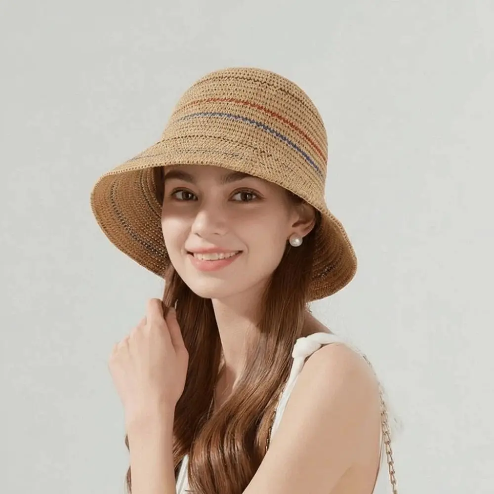 Temperament Knitted Bucket Hat Hollow Out Anti-UV Colorful Striped Fisherman Hat Breathable French Style Sunshade Basin Cap
Temperament Knitted Bucket Hat Hollow Out Anti-UV Colorful Striped Fisherman Hat Breathable French Style Sunshade Basin Cap