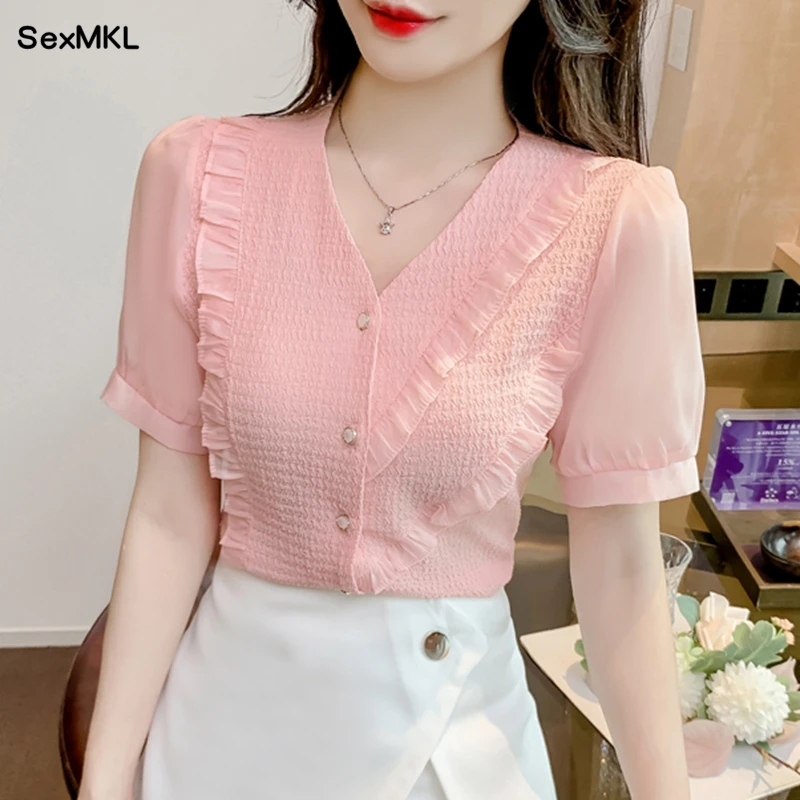 Vintage Summer Puff Sleeve Tops Women 2023 Korean Fashion Clothing Casual Blusas Slim V Neck Y2k Ruffles Chiffon Blouses Shirts
Vintage Summer Puff Sleeve Tops Women 2023 Korean Fashion Clothing Casual Blusas Slim V Neck Y2k Ruffles Chiffon Blouses Shirts