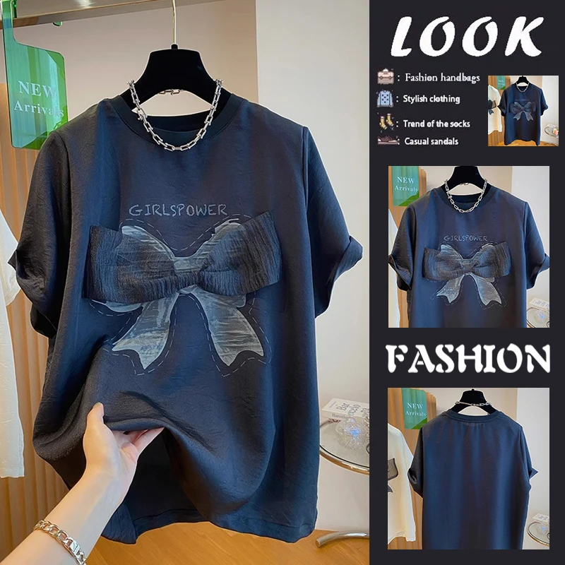 Elegant Satin Short Sleeve T-Shirt Women's Loose Design Knot Fashionable Summer Top Quality Fabric Trendy Style
Elegant Satin Short Sleeve T-Shirt Women's Loose Design Knot Fashionable Summer Top Quality Fabric Trendy Style