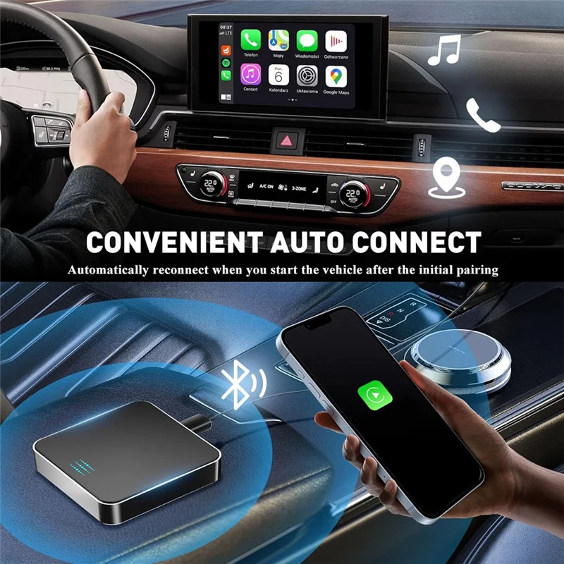 -Беспроводной адаптер Carplay FDDT, подключенный к беспроводному Carplay Smart Box, подходит для автомобилей из 2015 года и для Iphone IOS 10+
-Беспроводной адаптер Carplay FDDT, подключенный к беспроводному Carplay Smart Box, подходит для автомобилей из 2015 года и для Iphone IOS 10+