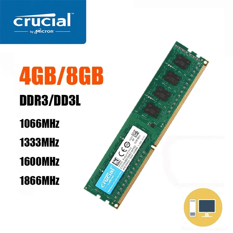 Crucial DDR3 Memory PC RAM 1333mhz 1600mhz 1866mhz 2GB 4GB 8GB DIMM PC3-12800 PC RAM
Crucial DDR3 Memory PC RAM 1333mhz 1600mhz 1866mhz 2GB 4GB 8GB DIMM PC3-12800 PC RAM