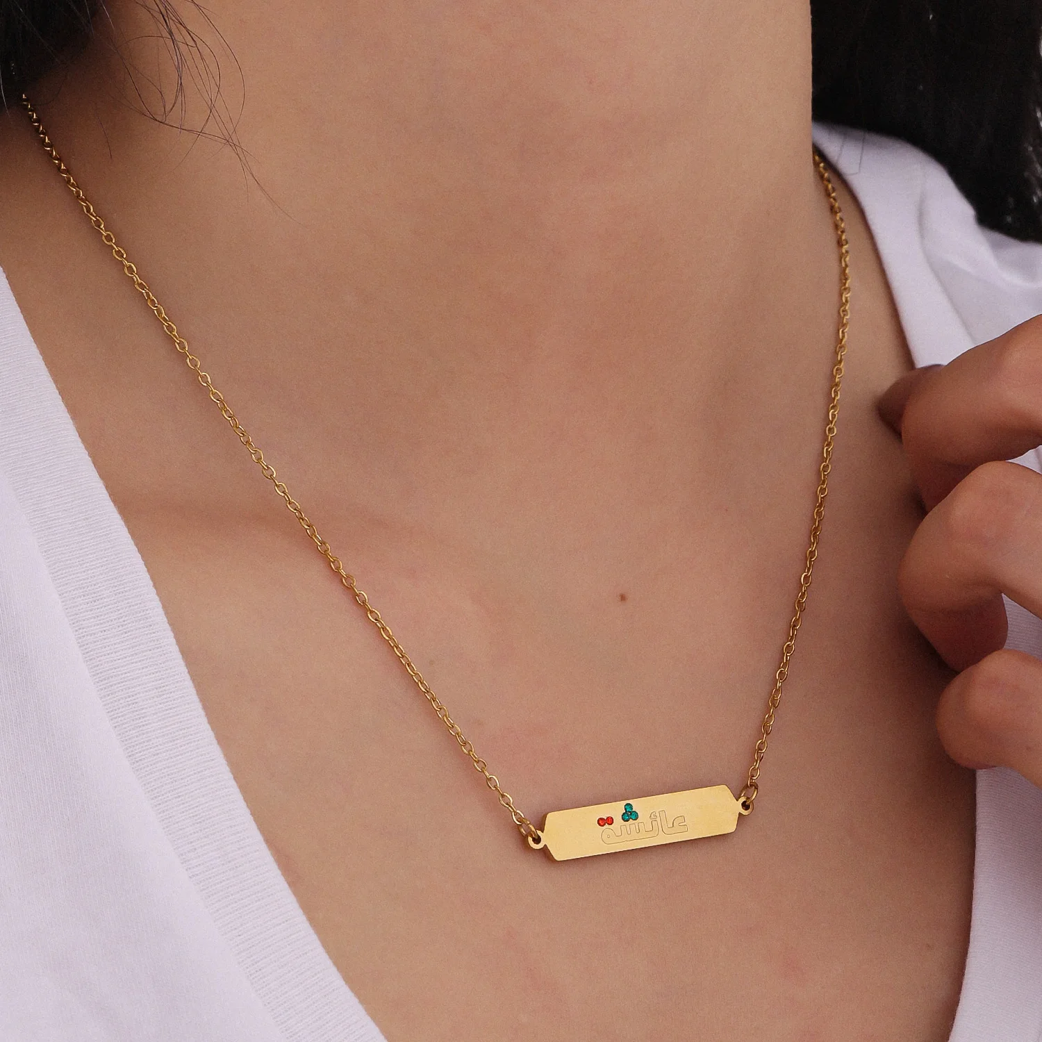 Luxury Personalized Arabic Nameplate Jewelry Custom Arabic Name Necklace with Diamond 18K Gold-Plated Gift For Women Jewelry
Luxury Personalized Arabic Nameplate Jewelry Custom Arabic Name Necklace with Diamond 18K Gold-Plated Gift For Women Jewelry