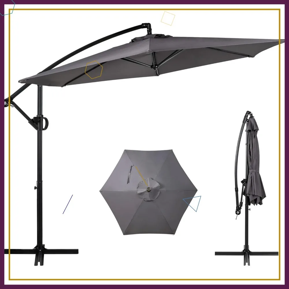 Outdoor Cantilever Umbrella with Easy Tilt, Crank Handle, and Cross Base for Patio Shade in Dark Gray
Outdoor Cantilever Umbrella with Easy Tilt, Crank Handle, and Cross Base for Patio Shade in Dark Gray