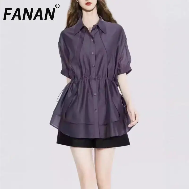 FANAN Linen Sunscreen Short-sleeve Shirt For Women 2026 Summer New Loose Fit Tops Gathered Waist Casual Blouses Women's Clothing
FANAN Linen Sunscreen Short-sleeve Shirt For Women 2026 Summer New Loose Fit Tops Gathered Waist Casual Blouses Women's Clothing