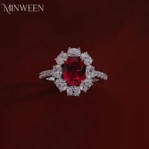 Anillo de rubí cultivado en laboratorio para mujer, Plata de Ley 925, chapado en oro de 18k, boda, lujo, 2 CT, 5A