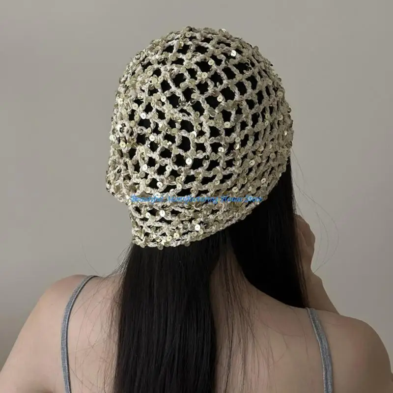 E56A Glitters Pullover Hat Adjustable Sparkling Sequins Design Hollowout Slouch Hat
E56A Glitters Pullover Hat Adjustable Sparkling Sequins Design Hollowout Slouch Hat