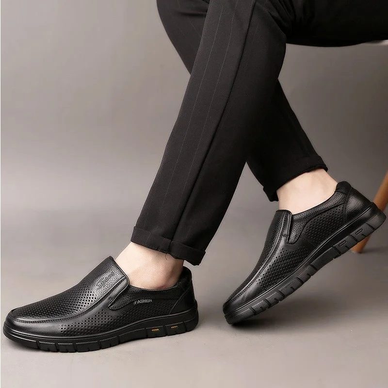 Summer Hollow out Breathable Comfortable Soft Bottom Anti-Slip Leather Men's Slip-On Shoes
Summer Hollow out Breathable Comfortable Soft Bottom Anti-Slip Leather Men's Slip-On Shoes