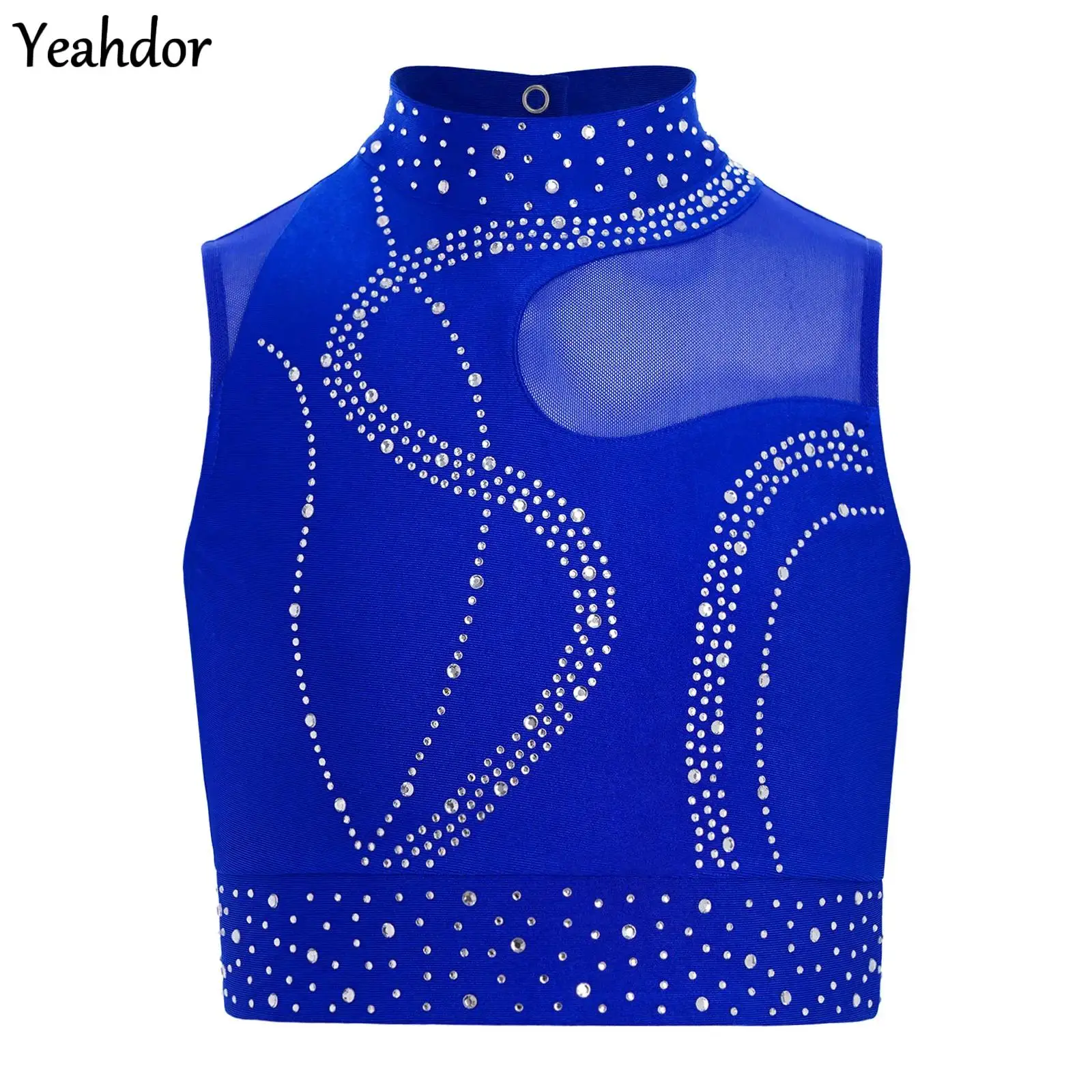 Kids Girls Shiny Rhinestones Dance Crop Top Sleeveless Sheer Mesh Gymnastics Dance Vest Practice Performance Competition
Kids Girls Shiny Rhinestones Dance Crop Top Sleeveless Sheer Mesh Gymnastics Dance Vest Practice Performance Competition