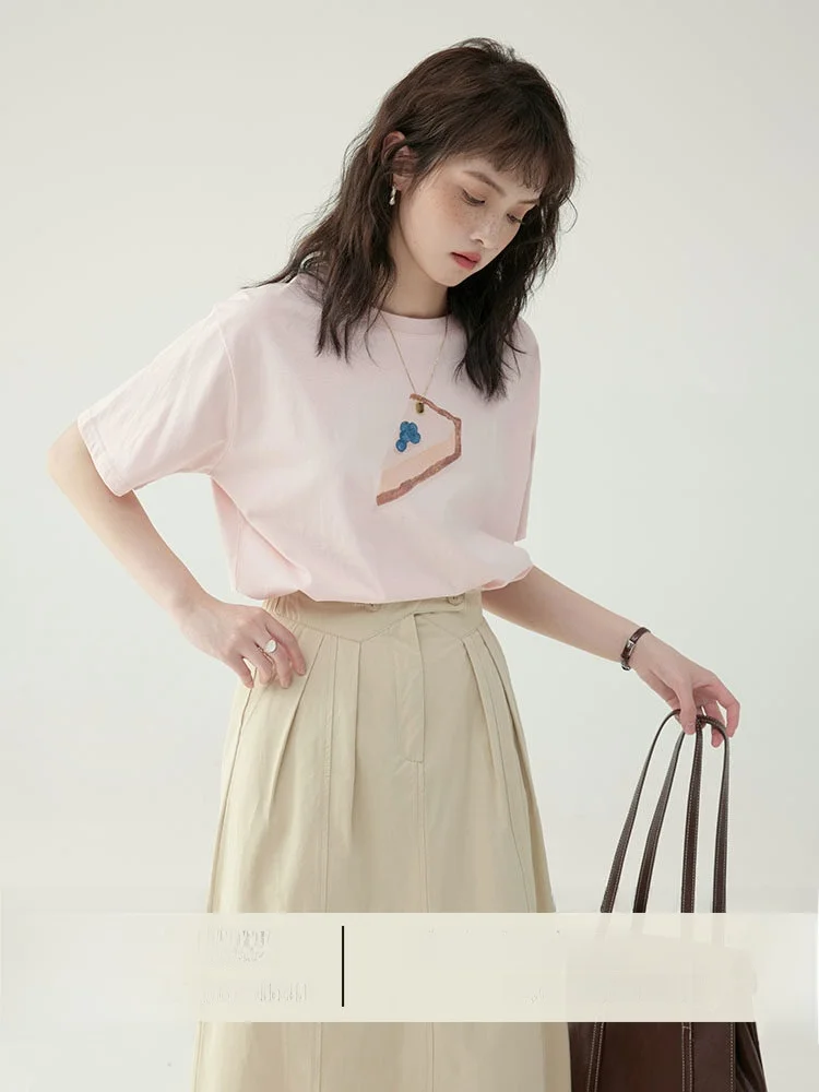 North Island AMUU Japanese Style Casual Versatile Short Sleeve round Neck Cake Print T-Shirt Summer Simple Matching Ladies Top
North Island AMUU Japanese Style Casual Versatile Short Sleeve round Neck Cake Print T-Shirt Summer Simple Matching Ladies Top
