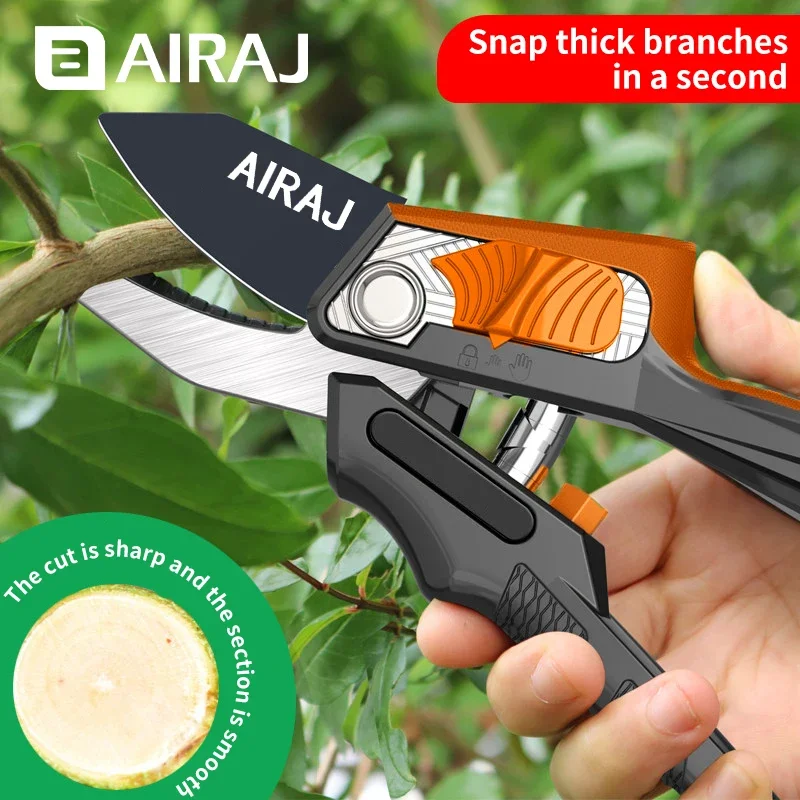 AIRAJ 8.4 inches Garden Trimming Scissors Multiple-speed adjustment Anti-slip and soft handle Labor-saving Garden Pruning Tools
AIRAJ 8.4 inches Garden Trimming Scissors Multiple-speed adjustment Anti-slip and soft handle Labor-saving Garden Pruning Tools