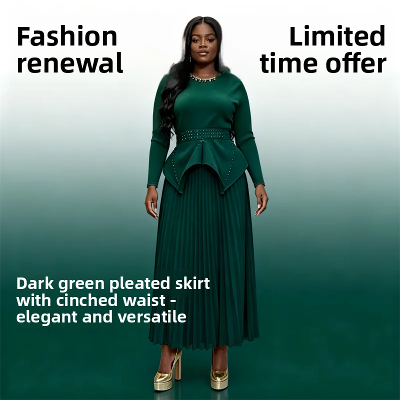 Miyake Pleated Solid Color Pleated Splicing Temperament Loose Women's Skirt Set Elegant New Long-sleeved Two-piece Set
Miyake Pleated Solid Color Pleated Splicing Temperament Loose Women's Skirt Set Elegant New Long-sleeved Two-piece Set