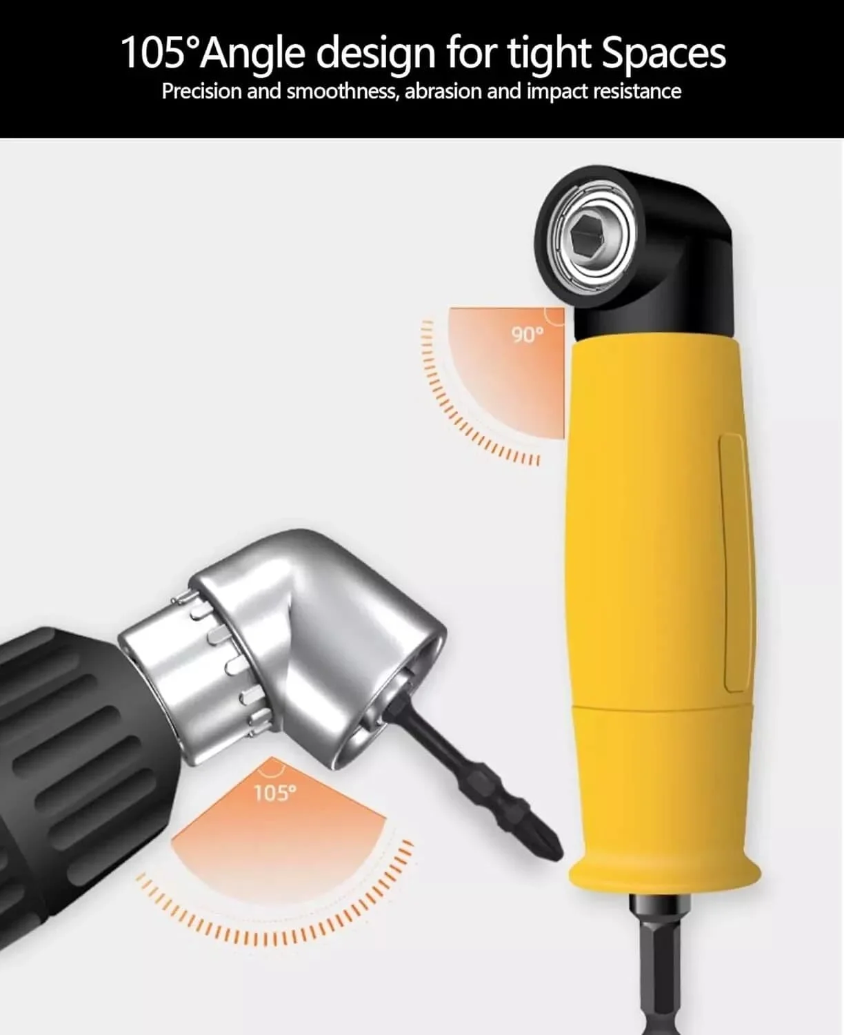 2Pcs Right Angle Drill Adapter Electric Drill Corner Tool 90 105 Degree 1/4 Right Angle Drill Attachment Power Tool Accessories
2Pcs Right Angle Drill Adapter Electric Drill Corner Tool 90 105 Degree 1/4 Right Angle Drill Attachment Power Tool Accessories