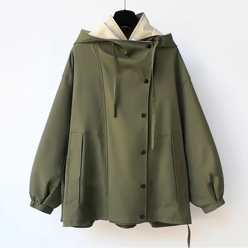 Large Size Mid-length Trench Coat For Women New Spring Autumn Hooded Zipper Jackets High Senior British Style Loose Coats
Large Size Mid-length Trench Coat For Women New Spring Autumn Hooded Zipper Jackets High Senior British Style Loose Coats