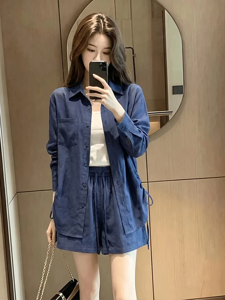 Blue Denim Long Sleeve Shirt And Wide Leg Shorts Set Women's Fashionable Casual Wear Summer New Arrival Two Piece Suit
Blue Denim Long Sleeve Shirt And Wide Leg Shorts Set Women's Fashionable Casual Wear Summer New Arrival Two Piece Suit