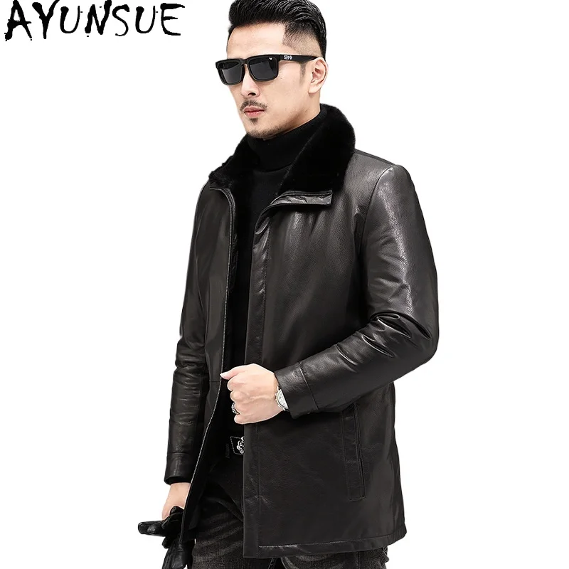 AYUNSUE Genuine Leather Jackets for Man 2025 Winter Real Goatskin Leather Down Coat Men Mid-length Puffer Jacket Mink Fur Collar
AYUNSUE Genuine Leather Jackets for Man 2025 Winter Real Goatskin Leather Down Coat Men Mid-length Puffer Jacket Mink Fur Collar