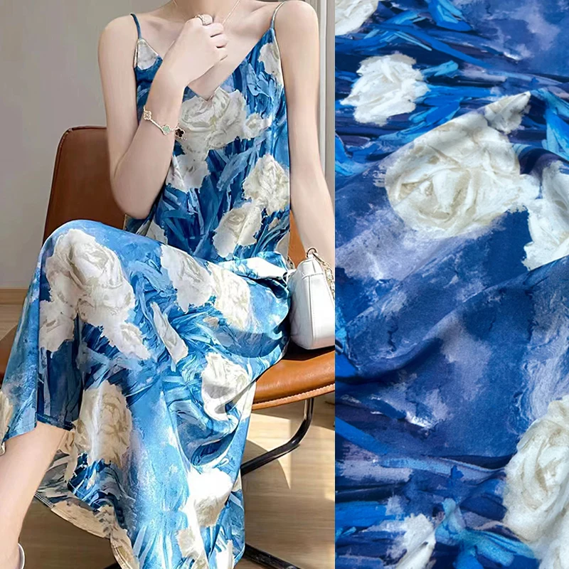 140CM Wide-20MM Thick-BlueTwill Silk Fabric for Summer Pants Blouse Dress-Stretch Comfortable Silk Fabric White Rose D1607
140CM Wide-20MM Thick-BlueTwill Silk Fabric for Summer Pants Blouse Dress-Stretch Comfortable Silk Fabric White Rose D1607