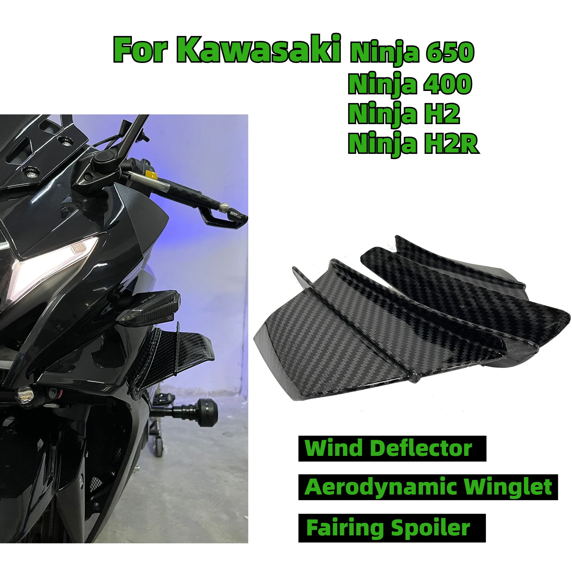 For Kawasaki Ninja 650 Ninja 400 H2 H2R Aerodynamic Winglet Spoiler Air Deflector Fairing Modified Parts