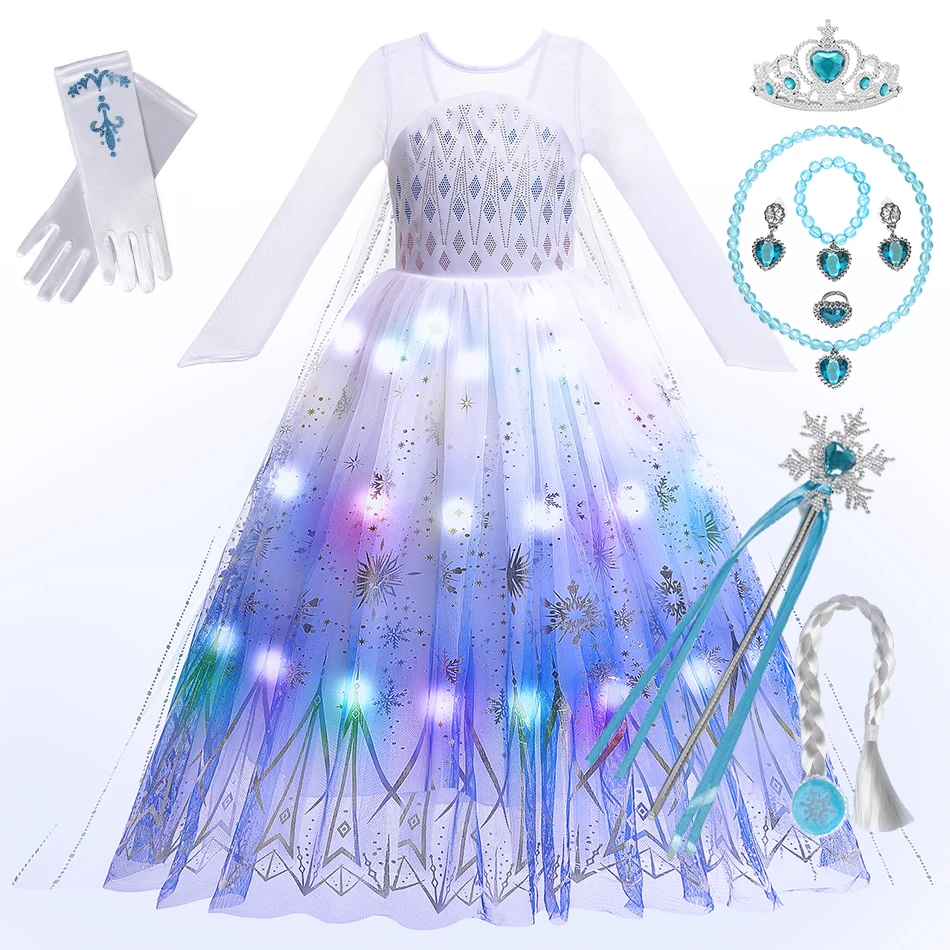 Light Up Snow Queen Elsa Dresses for Girls Cosplay Costume Halloween Carnival Kids Princess Gown Birthday Party Children Dress
Light Up Snow Queen Elsa Dresses for Girls Cosplay Costume Halloween Carnival Kids Princess Gown Birthday Party Children Dress