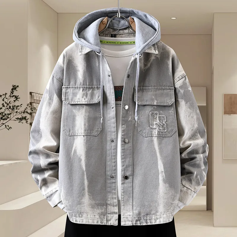 Spring Men's Denim Jaet Removable Cap Vintage Waed Retro Sle Youthful Trendy Casual Outerwear Cotton Polyester Blend
Spring Men's Denim Jaet Removable Cap Vintage Waed Retro Sle Youthful Trendy Casual Outerwear Cotton Polyester Blend
