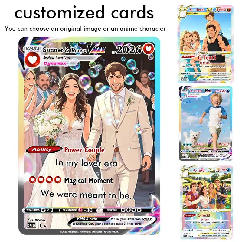 Custom Card Style Anime Photo Portrait Trading Card Gift for Pet Lovers Cards Gifts for Valentine Wedding Her for Pokemon Cards
Custom Card Style Anime Photo Portrait Trading Card Gift for Pet Lovers Cards Gifts for Valentine Wedding Her for Pokemon Cards