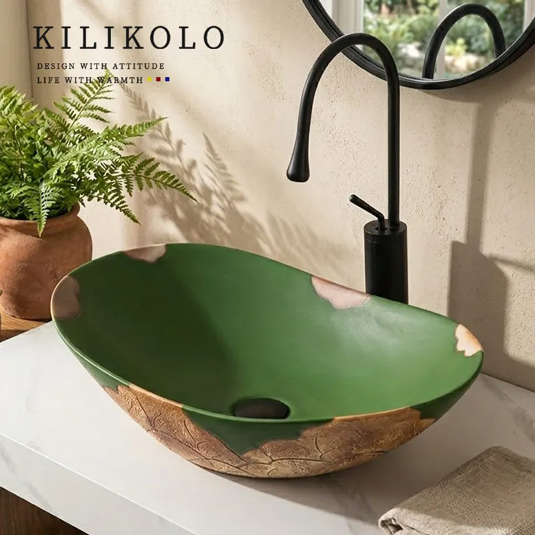 New Green Oval Shaped Countertop Basin With Ancient Style Ceramic Washbasin Art Basin High-end Creative Design Washbasin
New Green Oval Shaped Countertop Basin With Ancient Style Ceramic Washbasin Art Basin High-end Creative Design Washbasin