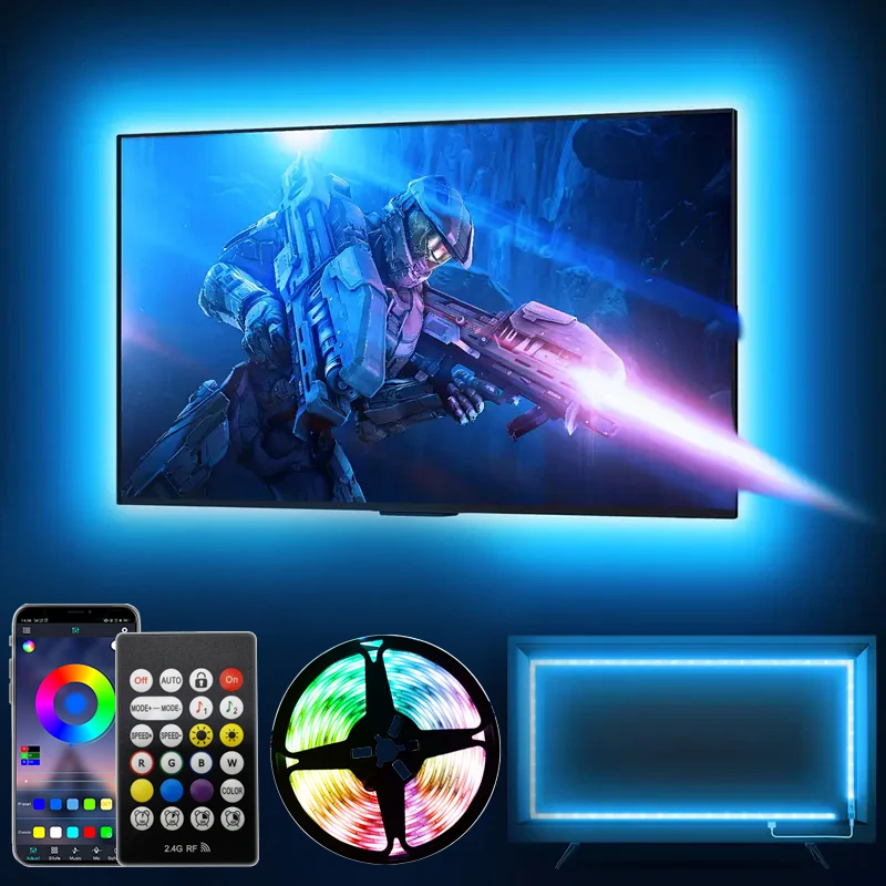 Gaming LED Lights Strip Smart Ambient Lighting PC/TV Display Backlight Lights Strip Smart Control RGB DIY Party Screen Light
Gaming LED Lights Strip Smart Ambient Lighting PC/TV Display Backlight Lights Strip Smart Control RGB DIY Party Screen Light
