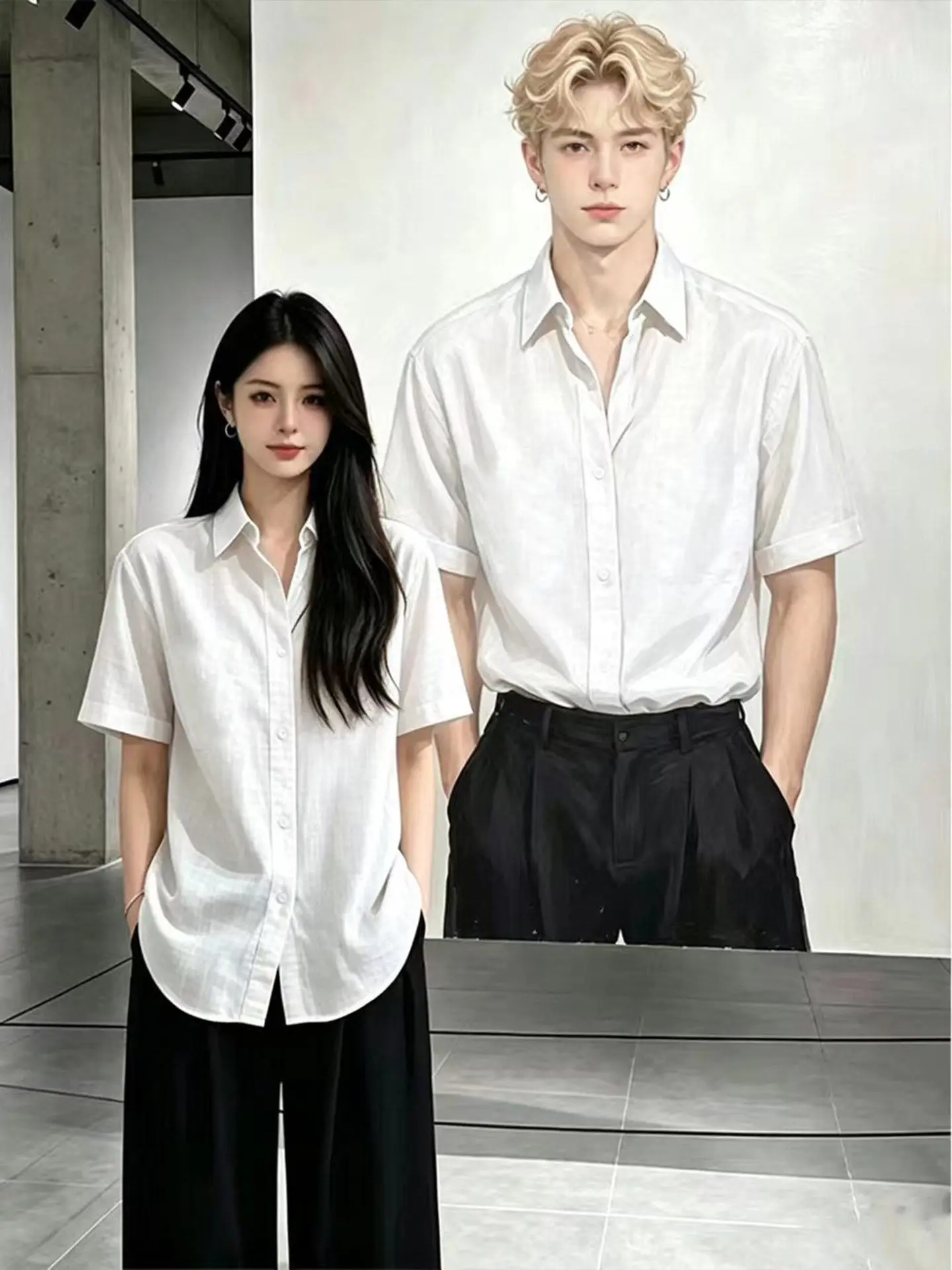 Loose Fit Linen Short Sleeve Shirt White Casual Style for Men And Women Breathable Comfortable Summer Outerwear
Loose Fit Linen Short Sleeve Shirt White Casual Style for Men And Women Breathable Comfortable Summer Outerwear