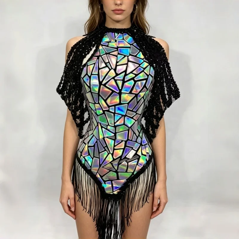 Women's Glitter Silver Sequins Tassel Bodysuit for Nightclub Show Stage Wear DJ Party Rave Dance Costume Bar Performance Fashion
Women's Glitter Silver Sequins Tassel Bodysuit for Nightclub Show Stage Wear DJ Party Rave Dance Costume Bar Performance Fashion