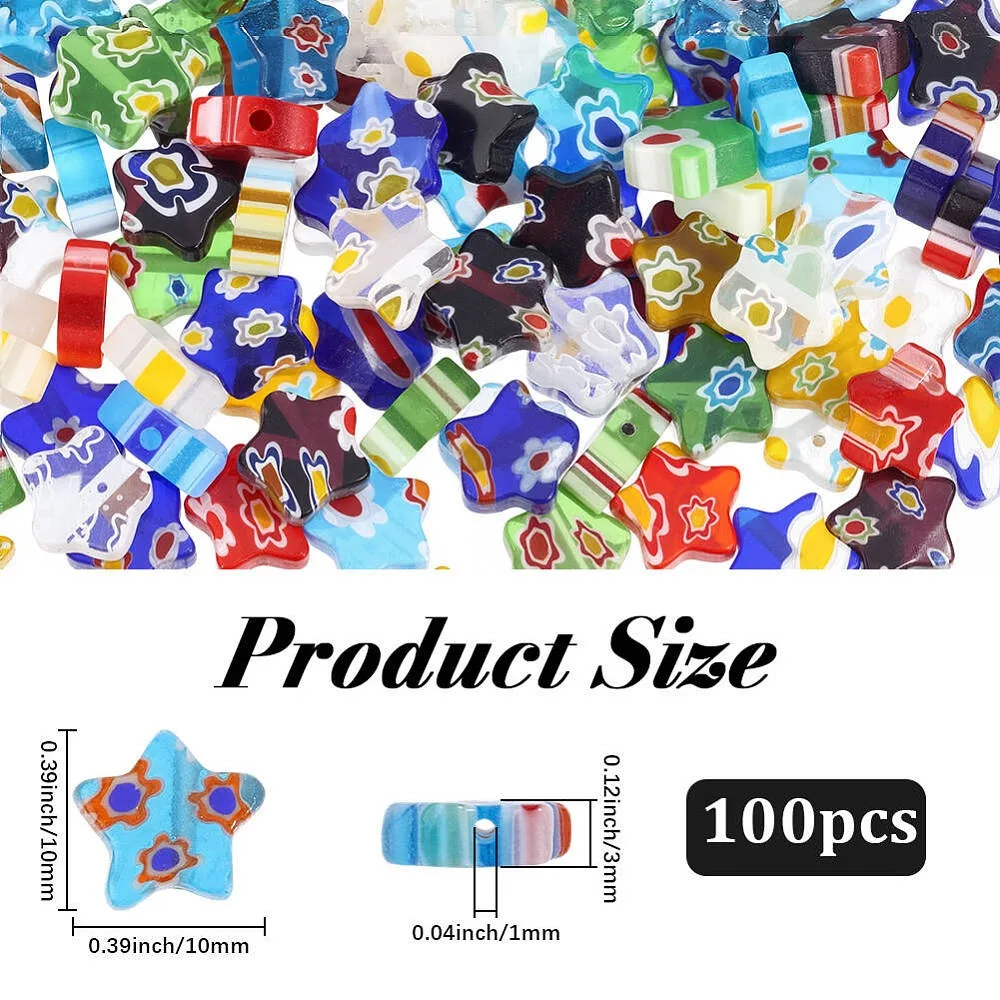 Star Handmade Millefiori Glass Beads Mixed Color 10x10x3mm Hole: 1mm 100pcs
Star Handmade Millefiori Glass Beads Mixed Color 10x10x3mm Hole: 1mm 100pcs